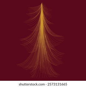 Abstract Line tree Art with Red and Gold