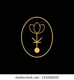 Abstract line tree logo for yoga, organic, bio, boutique, cosmetics, spa, natural store. Premium elegant simple flower or leaf floral logo.