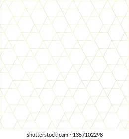 Abstract line triangle and hexagon on gold background, vector illustration
