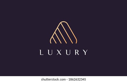 Abstract line triangle logo in modern and luxury style