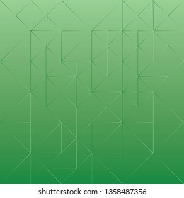 Abstract line triangle on green color background, vector illustration