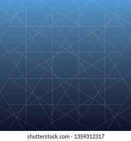 Abstract line triangle and square on blue color background, vector illustration