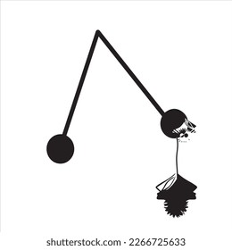 abstract line with two balls and something hanging over the field