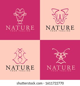 Abstract line and unique logo design. Perfect to botanical logo, yoga logo, meditation logo, etc.