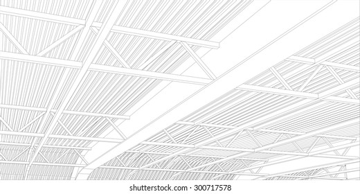 Abstract line vector construction industrial building. Illustration created of 3d. EPS 10 vector format.