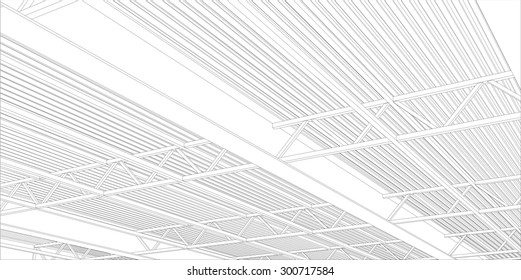 Abstract line vector construction industrial building. Illustration created of 3d. EPS 10 vector format.