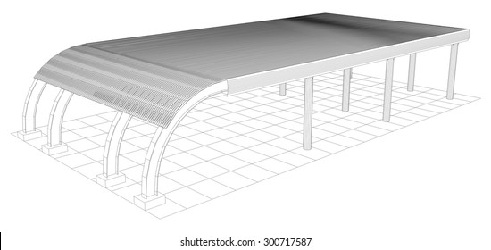 Abstract line vector construction industrial building. Illustration created of 3d. EPS 10 vector format.