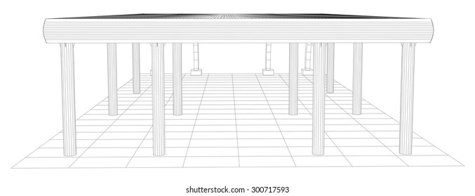 Abstract line vector construction industrial building. Illustration created of 3d. EPS 10 vector format.