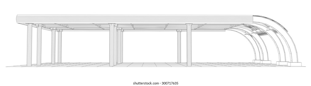 Abstract line vector construction industrial building. Illustration created of 3d. EPS 10 vector format.