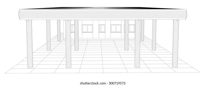 Abstract line vector construction industrial building. Illustration created of 3d. EPS 10 vector format.
