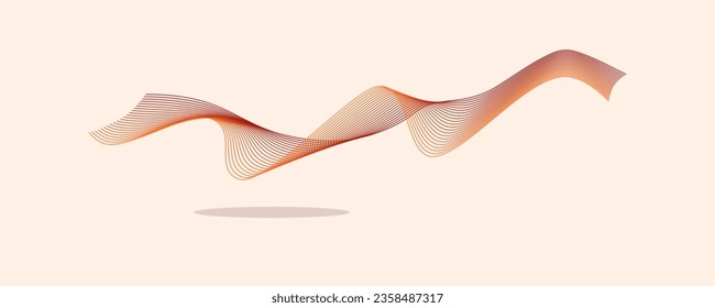 Abstract line vector design. Background with orange wave graphic. Modern color wave stripes. Element for design product, cover, background, wallpaper, web design. Story banner template, poster.