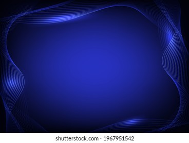 Abstract line vector illustration in cobalt blue color tone   