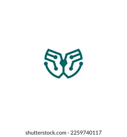 abstract line vector logo design, technology logo