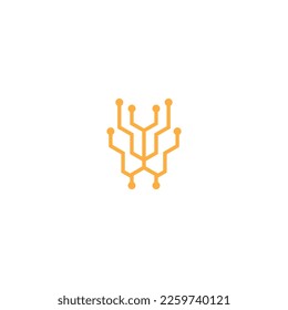abstract line vector logo design, technology logo