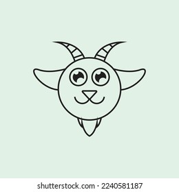 abstract line vector sheep face logo icon. sheep face graphic vector, simple elegant flat illustration style. good for nature, animal, education, etc.
