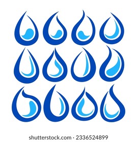 Abstract line water drop logo illustration set. Modern swoosh water drip design.