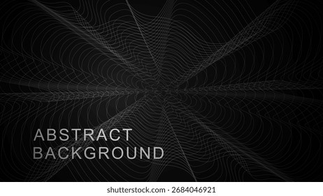 Abstract line wave background design on black background