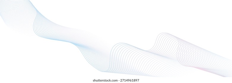 Abstraktes Wellenbanner-Design. Illustration mit bunter wellenförmiger Linie auf transparentem Hintergrund.