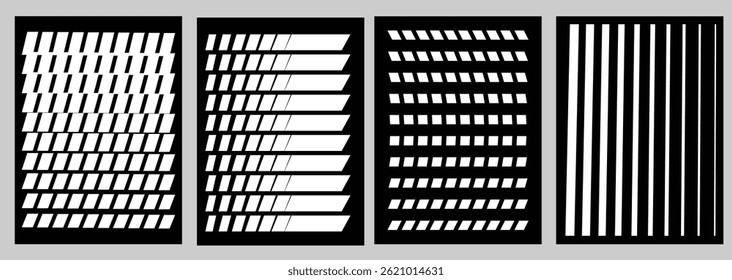 Abstract line wave gradient poster background vector set. Minimalist cover template with vibrant perspective line wave in motion. Ideal design for social media, cover, banner, flyer, sound, ads.