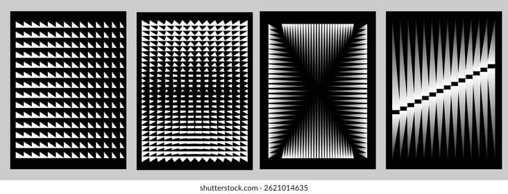 Abstract line wave gradient poster background vector set. Minimalist cover template with vibrant perspective line wave in motion. Ideal design for social media, cover, banner, flyer, sound, ads.