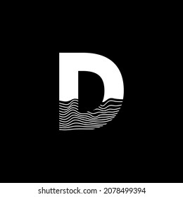 abstract  line wave Letter D Logo design. Vector Illustration