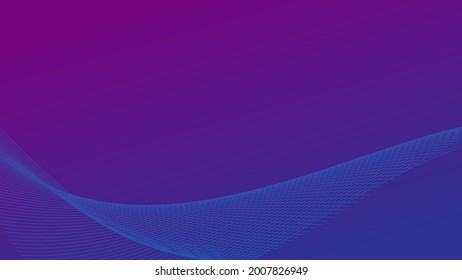 abstract line wave with lighting effect on blue and purple gradient color background with copy space for technology and futuristic element design. vector illustration 