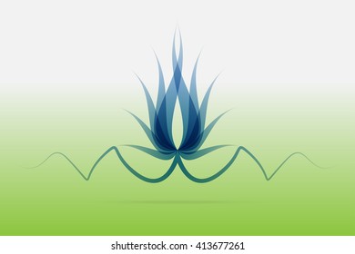 Abstract line wave on green background for postcard