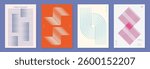 Abstract line wave poster background vector set. Minimalist cover template with vibrant perspective line wave in motion. Ideal design for social media, cover, banner, flyer, music, ads.