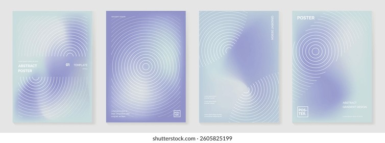 Abstract line wave poster background vector set. Minimalist cover template with vibrant perspective line wave in motion. Ideal design for social media, cover, banner, flyer, music, ads.