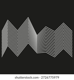 Onda de línea Abstractas. Gráfico de frecuencia de sonido. Vector geométrico máximo. Fondo negro. EPS 10.