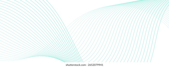 Abstract line wave in teal gradient on white ideal for medical presentations, finance slides, or minimalist flyer design.