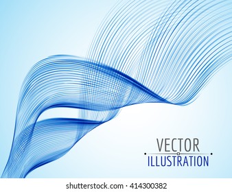 Abstract line waves. Glossy bright lines. Vector background.