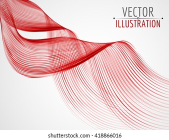 Abstract line waves. Glossy bright lines. Vector background.