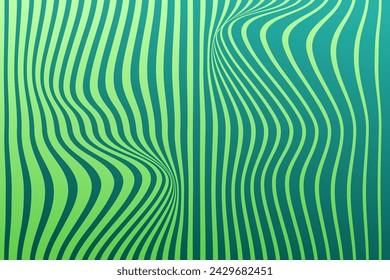 Abstract line waves illusion background with green color