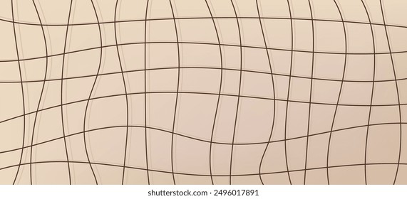 Abstract line wavy grid background. Retro pattern in y2k style. Vector 