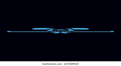 Abstract line for web design, futuristic vector illustration isolated on black background. Neon game element for ui interface, digital sci fi drawing. Unusual stripe in blue color.