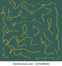 Abstract line yellow on green background,Abstract hand drawn vector