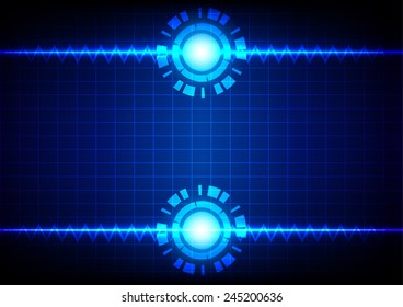 Abstract line zigzag and circle on  blue light background