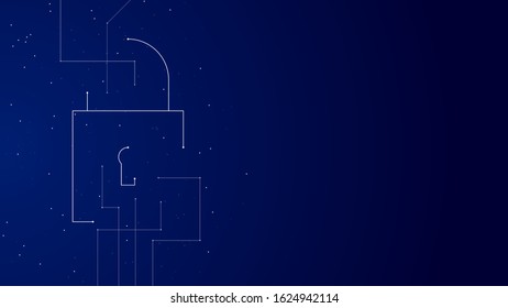 Abstract lineal lock in blue vector gradient background