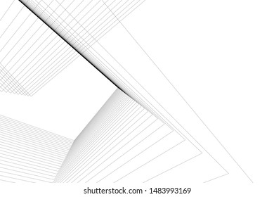 Abstract linear architecture 3d illustration