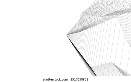Abstract linear architecture 3d illustration