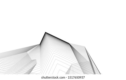 Abstract linear architecture 3d illustration