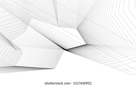 Abstract linear architecture 3d illustration