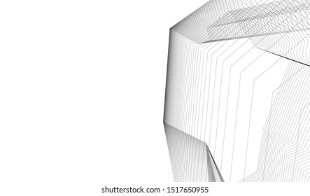 Abstract linear architecture 3d illustration