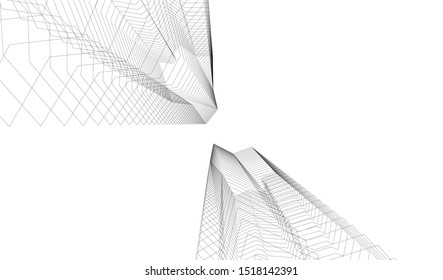Abstract linear architecture 3d illustration