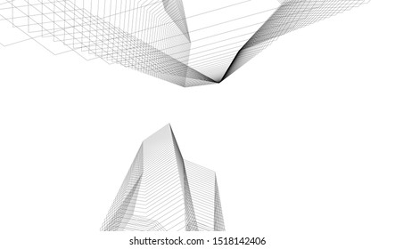 Abstract linear architecture 3d illustration