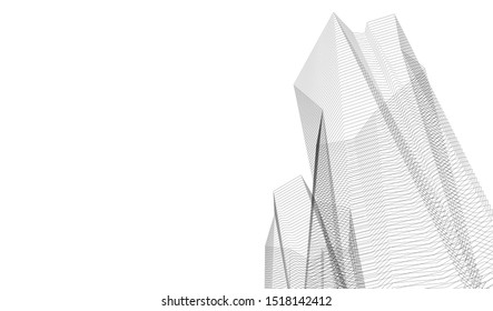 Abstract linear architecture 3d illustration