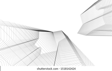 Abstract linear architecture 3d illustration