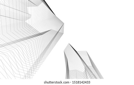 Abstract linear architecture 3d illustration