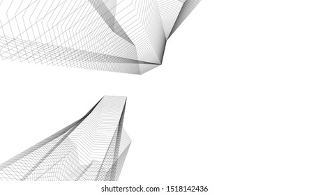 Abstract linear architecture 3d illustration